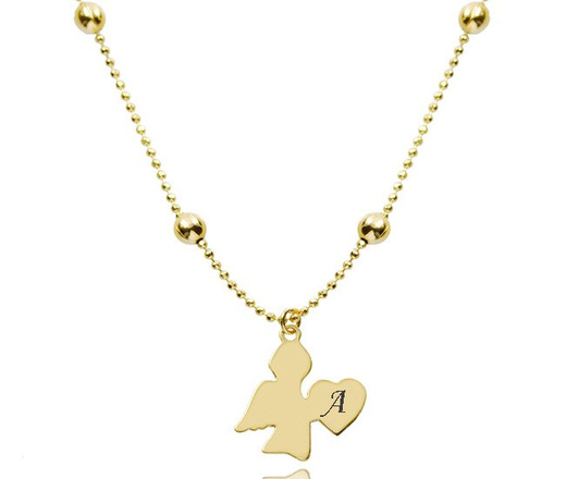 1073/4 komplet Swarovski Elements aniołek złoty prezent na komunię urodziny