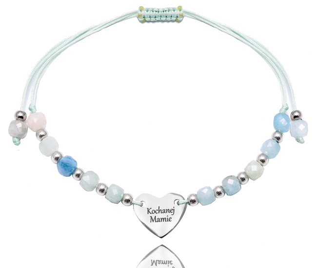 1645/11 bransoletka z grawerem dla mamy na sznurku stal szlachetna