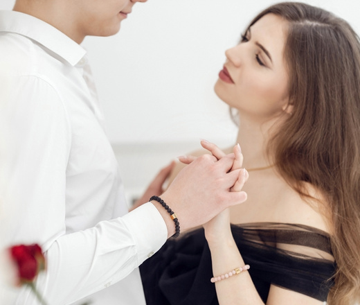 bransoletka damska z opalem różowym 1750/2 i grawerunkiem