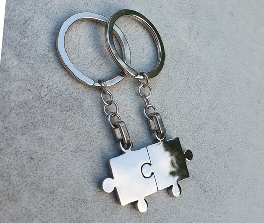 BK1092 brelok do kluczy dla zakochanych puzzle z grawerem