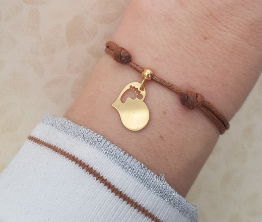 1030 BRANSOLETKA Z GRAWEREM złota na sznureczku serca