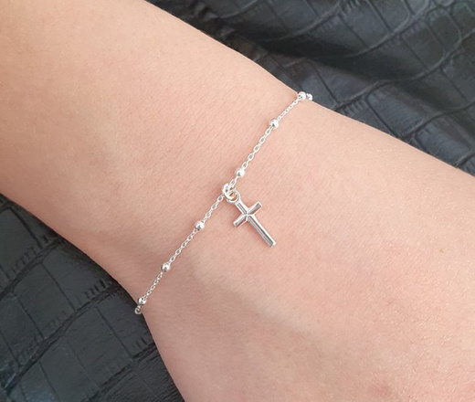 1164 bransoletka srebrna 925 z krzyżykiem