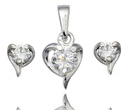 480/347 komplet srebrny 925 serca z cyrkonią kolczyki wisiorek