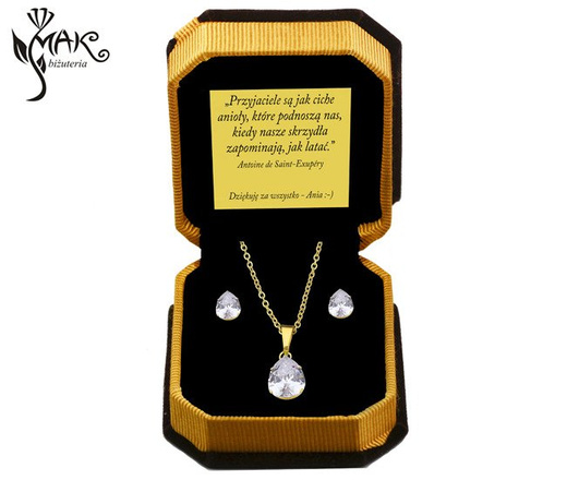 Kpl821/1 komplet łezki stal szlachetna złote łezki