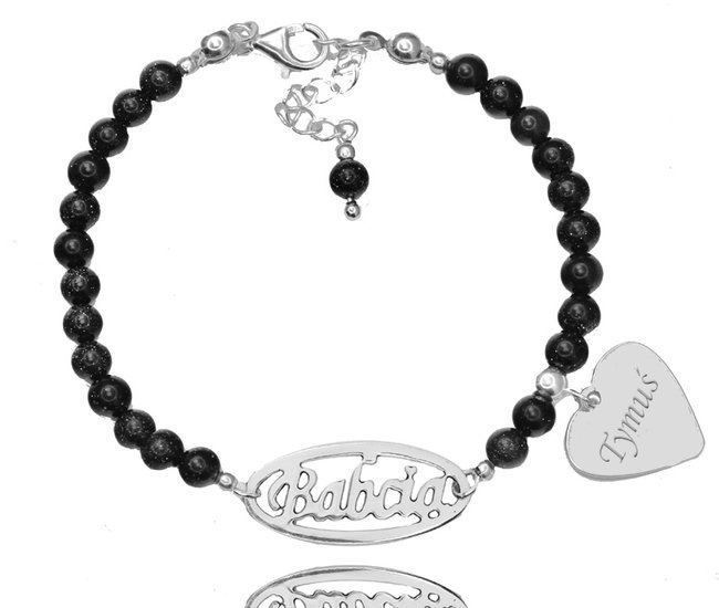 1244/4 bransoletka z grawerem z napisem babcia srebrna noc kairu