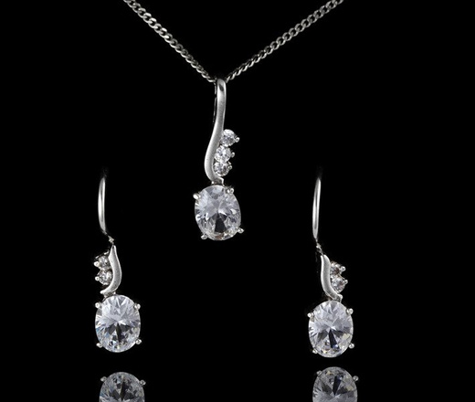 480/207 komplet srebrny z błyszczącą cyrkonią