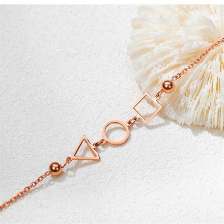 599/944 BRANSOLETKA stalowa złota na rękę kółeczko, trójkąt i kwadrat