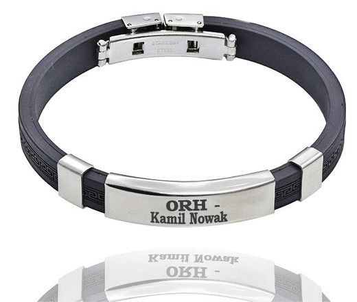 475 BRANSOLETKA Z GRAWEREM męska stalowa personalizowana grecki wzór