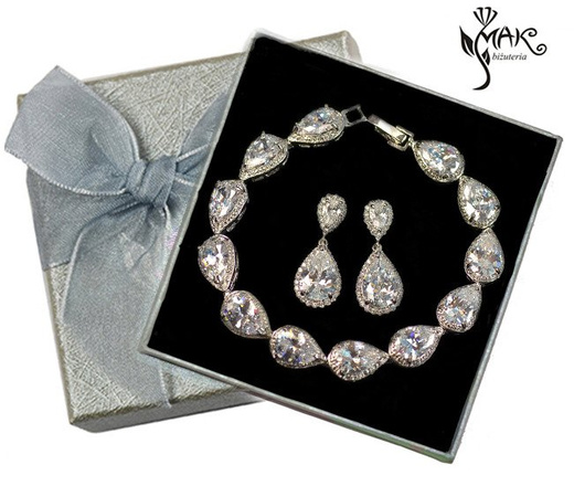 Kpl874 komplet ślubny, biżuteria ślubna z cyrkoniami b599/425 k599/567