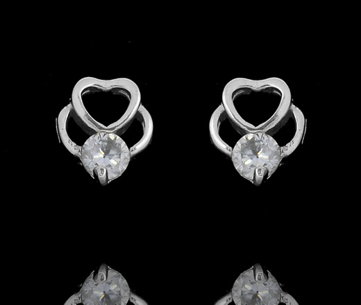 480/435 kolczyki srebrne 925 serduszka z cyrkonią