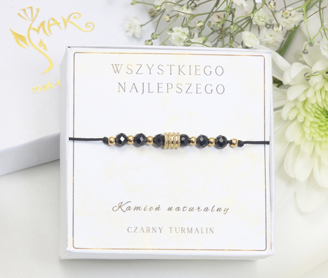 Zestaw urodzinowy bransoletka czarny turmalin 1873/9