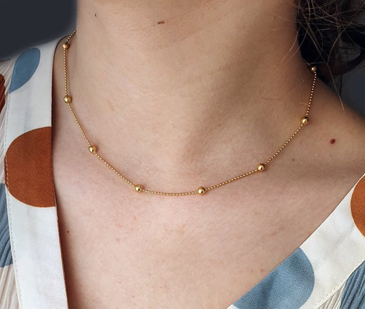 1133 naszyjnik pozłacany ze złotymi kuleczkami