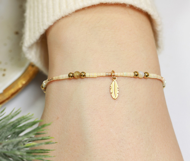 Bransoletka stalowa z piórkiem 1624/8