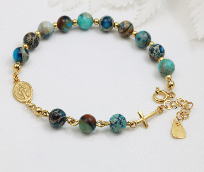 1627/4 bransoletka srebrna 925 pozłacana różaniec