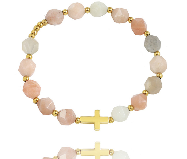 1671/6 bransoletka różaniec złota z kamieniem księżycowym