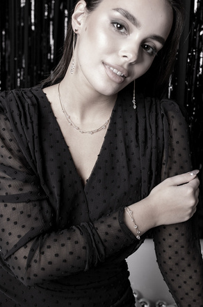 1457 bransoletka srebrna 925 podwójna z kryształkami