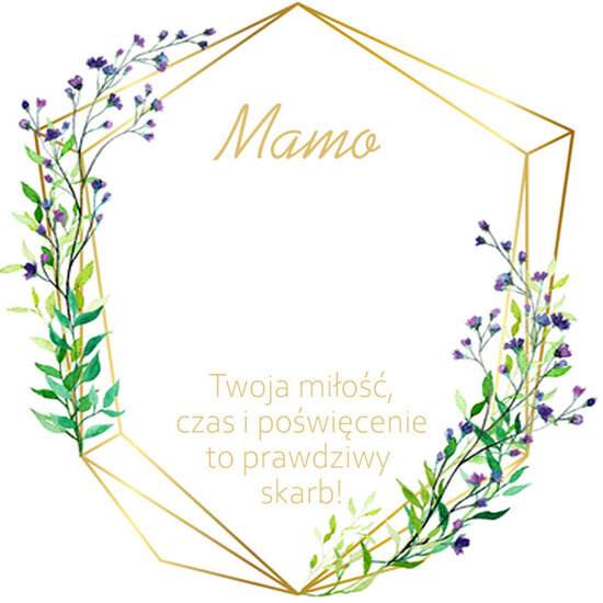 Liścik nr.1  z cytatem oraz okienkiem dla Dla Mamy