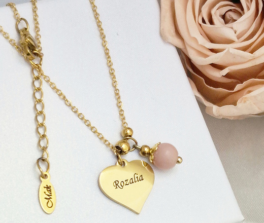 Naszyjnik dla mamy z grawerunkiem serce pozłacane stal 1794/8