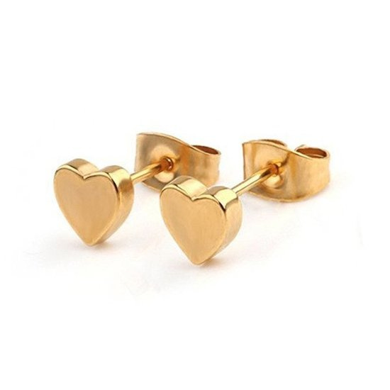 KOL599/786  KOLCZYKI ze kółeczka stalowe złote serca