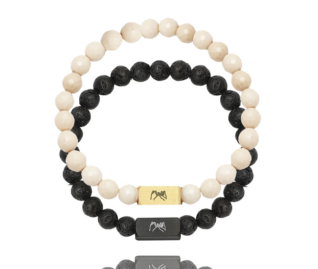  bransoletki dla pary z kamieniami naturalnymi 1750/3 i grawerunkiem 2 szt.