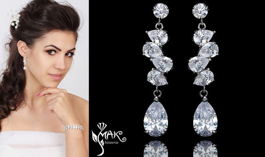 Kpl700 komplet ślubny, biżuteria ślubna z cyrkoniami b599/427 k686/12