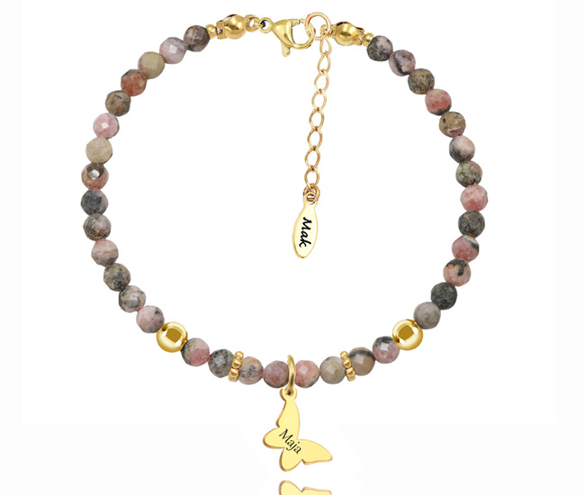 1728/26 bransoletka damska z grawerem rodonit czarny