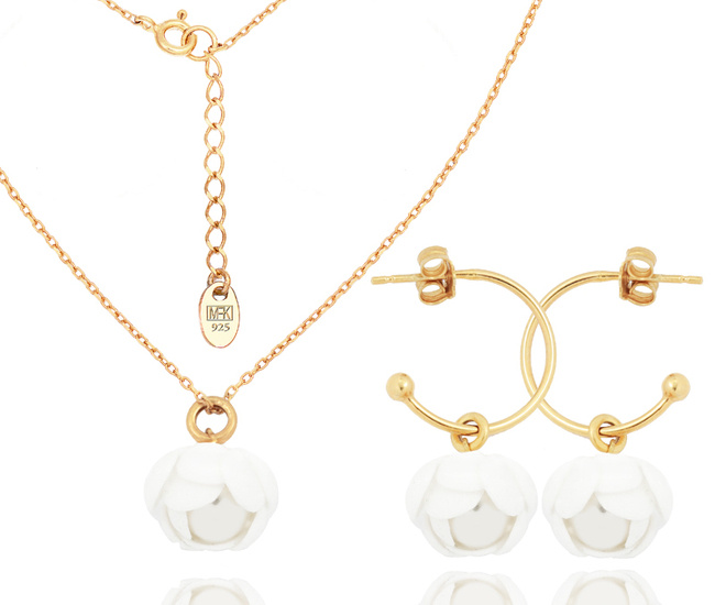 1495 komplet srebrny 925 pozłacany kwiatuszki