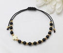  bransoletka różaniec czarny onyks stal złocona 1877/21