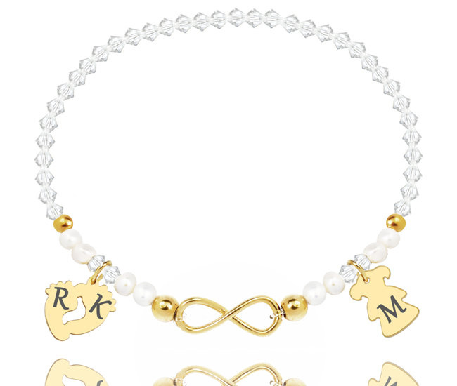 1341 BRANSOLETKA srebrna pozłacana perełki