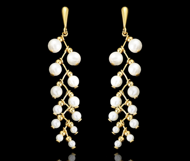 1522 kolczyki srebrne 925 pozłacane z perełkami na ślub