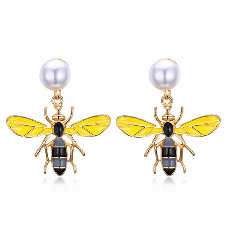 Kol 599/801 KOLCZYKI  pszczoły, pokryte emalią