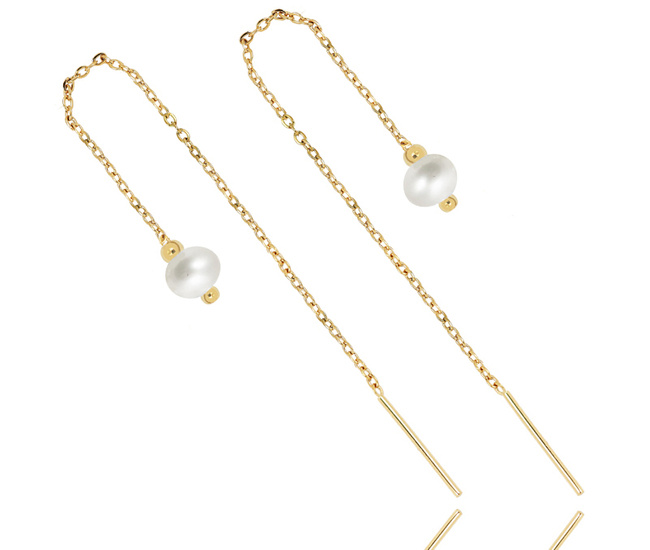 1606 kolczyki złote przeciągane perły naturalne