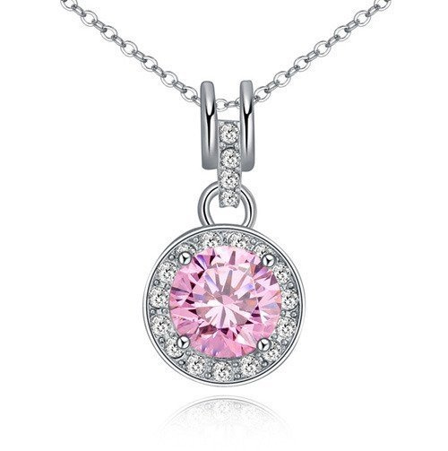 NK599/461 NASZYJNIK platynowany cyrkonie kółko róż