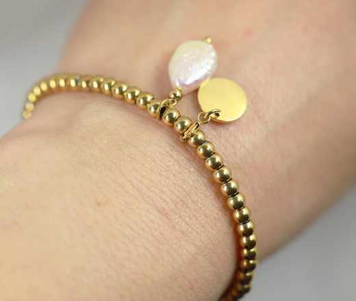 1431 bransoletka ze stalowymi kuleczkami z grawerem