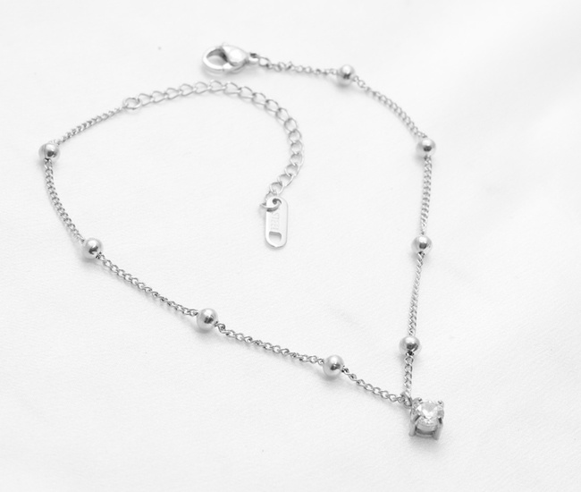 Bransoletka na nogę z cyrkonią i kuleczkami 1857/23