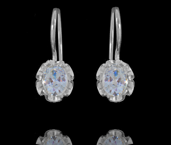 480/449 kolczyki srebrne 925 białe cyrkonie kwiaty