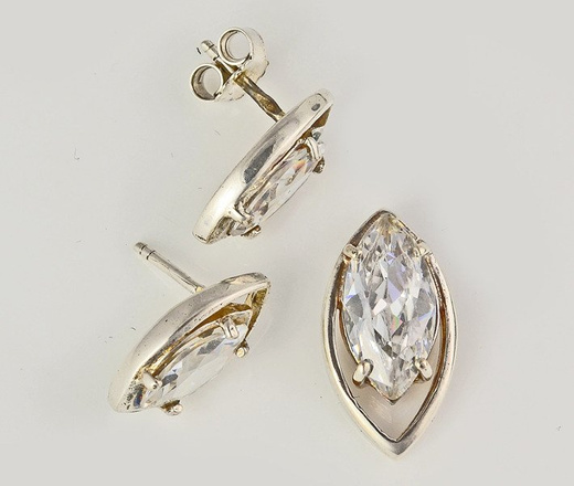 480/232 komplet srebrny łezki z błyszczącymi cyrkoniami