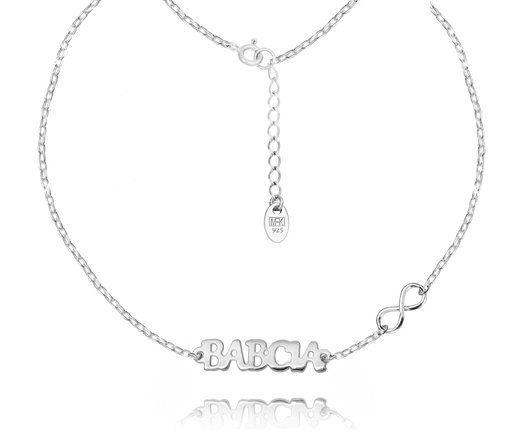 1609 naszyjnik srebrny 925 z napisem babcia i infinity 