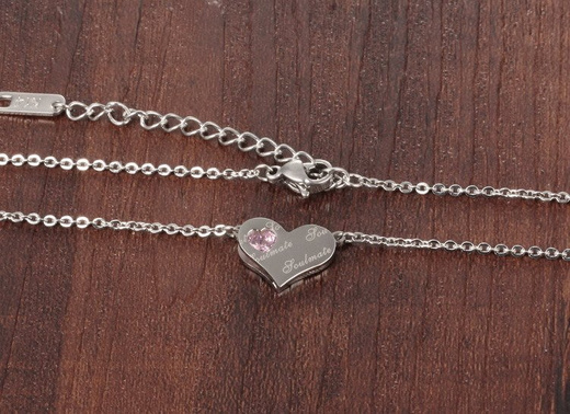 N 599/516 NASZYJNIK STAL SZLACHETNA , celebrytka, serce grawer