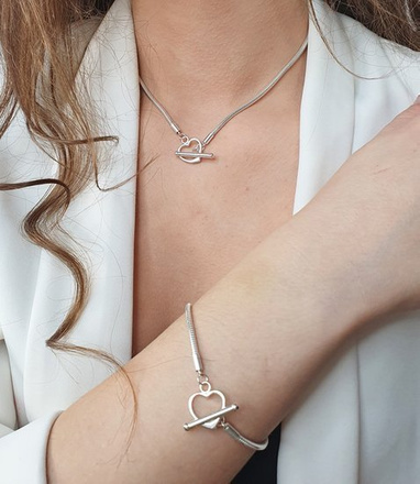 1245/4 bransoletka srebrna 925 łańcuszek gruby serce toogle