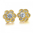 Kol 599/332 kolczyki cyrkonie złocone sztyft kwiatuszki