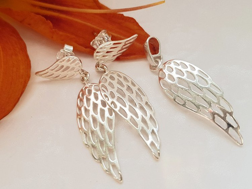 480/98 komplet srebrny skrzydła