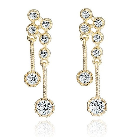 Kol599/817 KOLCZYKI pozałacane z cyrkonami wiszącymi pałeczki