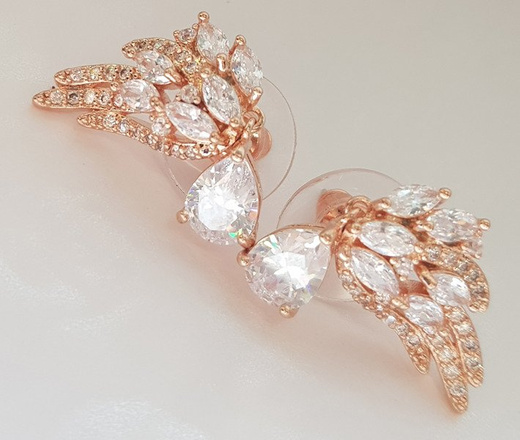 Kol 599/919 kolczyki ślubne pozłacane skrzydła anioła