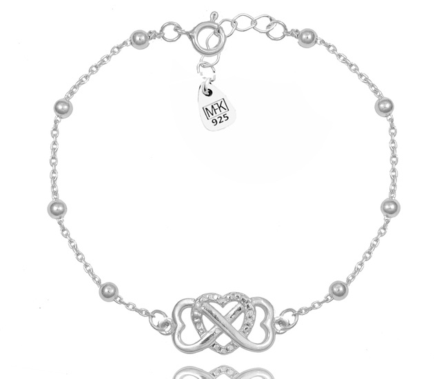 1310 bransoletka s. 925 infinity połączone serca