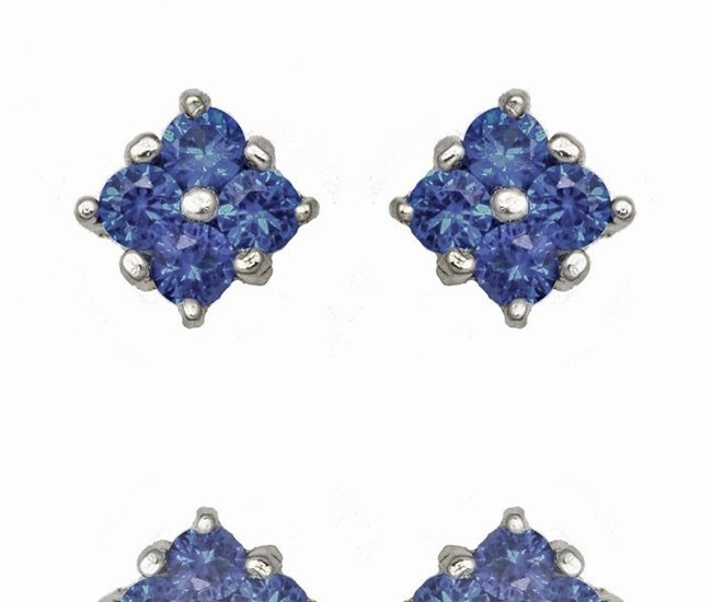 480/298 kolczyki srebrne 925 kwadraciki z niebieskimi cyrkoniami
