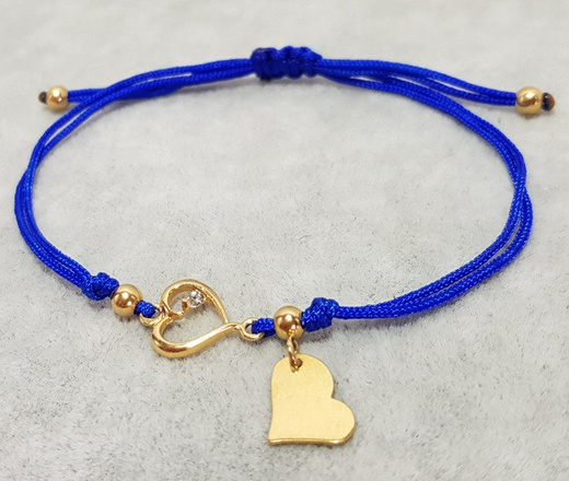 1048 BRANSOLETKA GRAWEROWANA złota sznurek serduszka