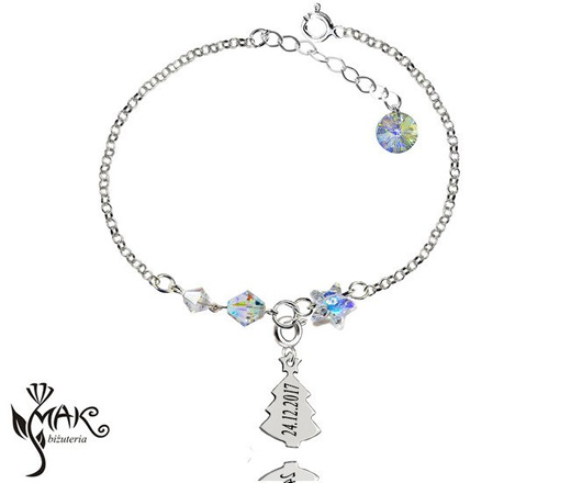 BR755 BRANSOLETKA Z GRAWEREM laser CHOINKA Swarovski Element