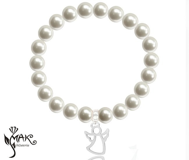 BR807 BRANSOLETKA Z PEREŁ SWAROVSKI ELEMENTS aniołek