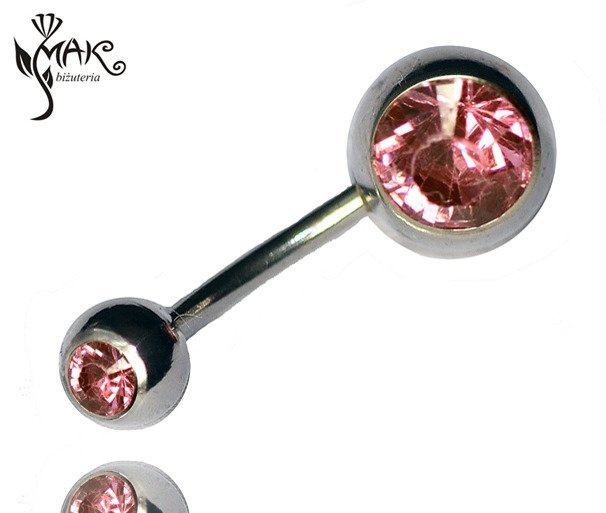 KOL743  KOLCZYK DO PĘKPKA  STAL RÓŻOWY